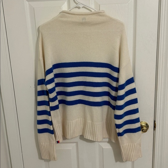 Kule The Lucca Roll Neck Sweater In Blue Cream Striped Nautical New Size Large - Picture 7 of 11